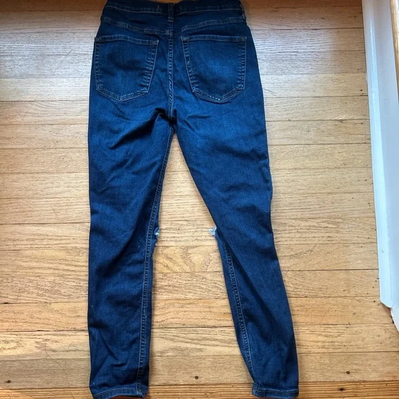 Free People Dark Blue Distressed Skinny Jeans - Picture 5 of 5